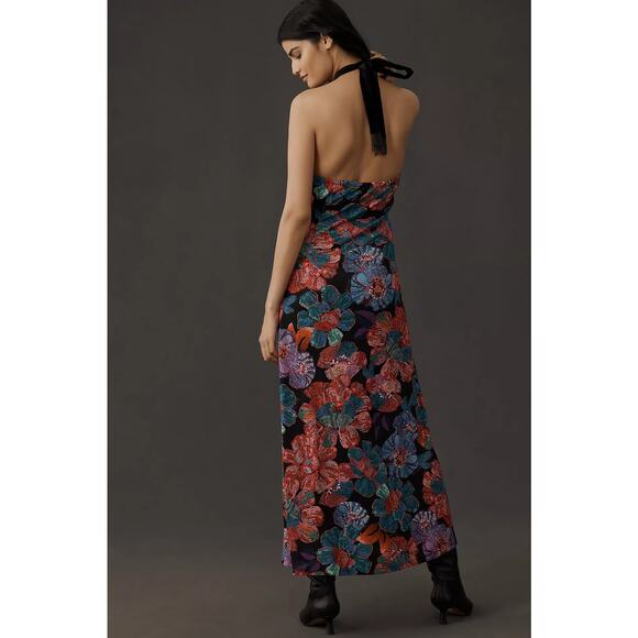 Farm Rio Sleeveless Halter Bow Floral Midi Dress - New XL - Picture 2 of 5